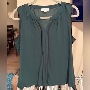 Calvin Klein Women's Sleeveless Dark Teal Blouse